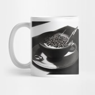 Coffee Vintage Monochrome Pointillism Cup Beans Mug